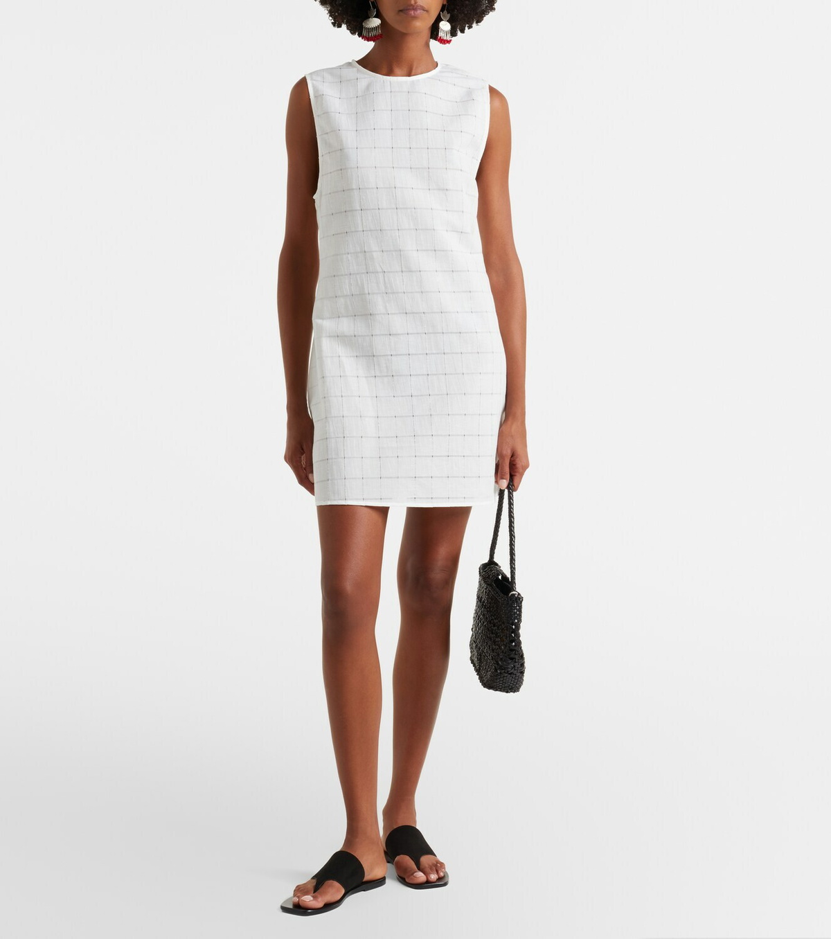 Asceno Sintra checked linen and cotton minidress