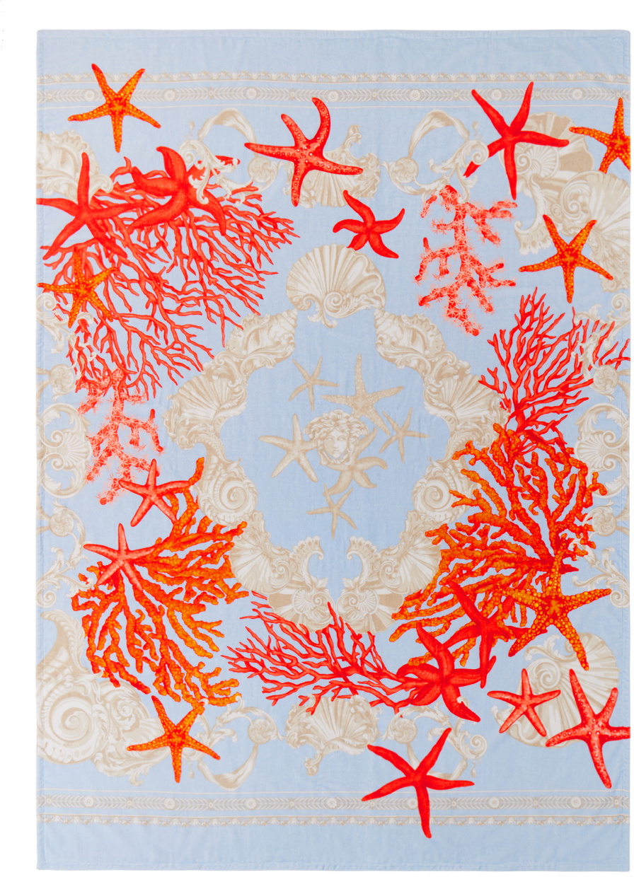 Versace Blue Barocco Sea Beach Towel