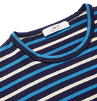 Mr P. - Striped Japenese Cotton T-Shirt - Blue