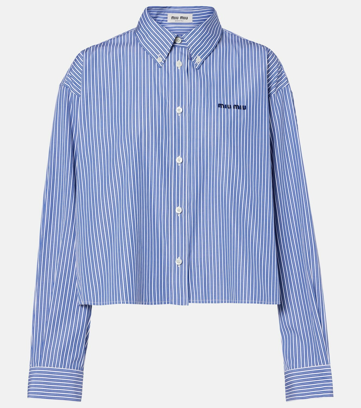 Miu Miu Striped cropped cotton poplin shirt