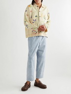 BODE - Wildflower Embroidered Cotton Half-Placket Shirt - Neutrals