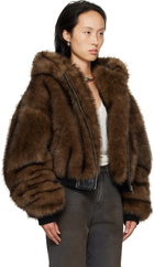 LU'U DAN Brown Yeti Outlaw Faux-Fur Jacket