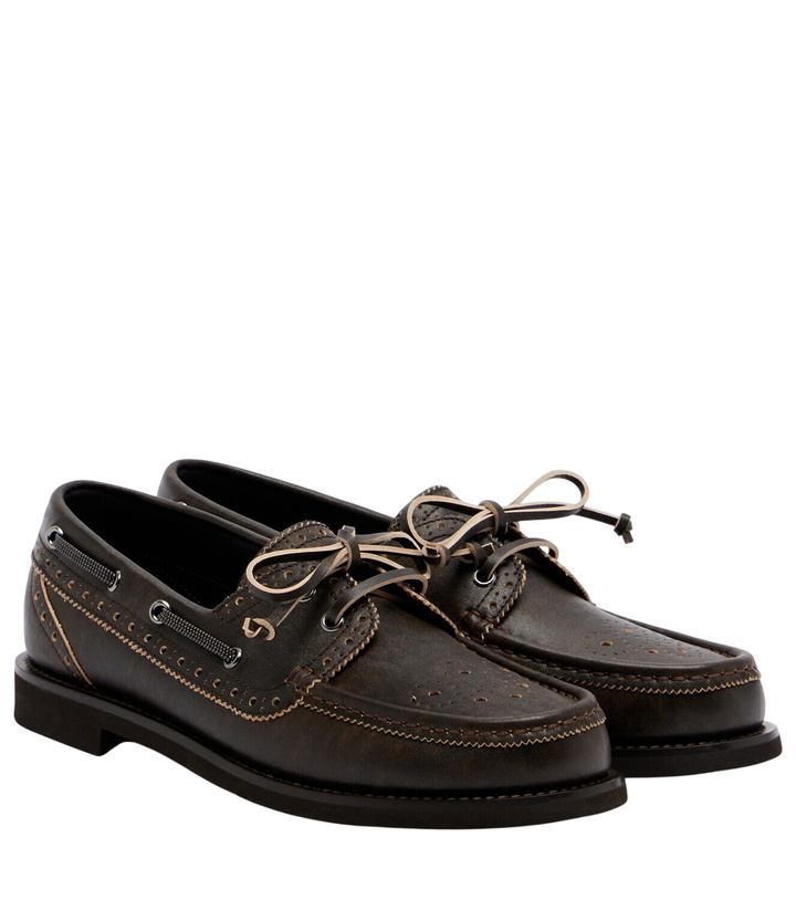 Photo: Brunello Cucinelli Monili leather boat shoes