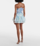 Susan Fang Floral-appliqué tiered tulle miniskirt