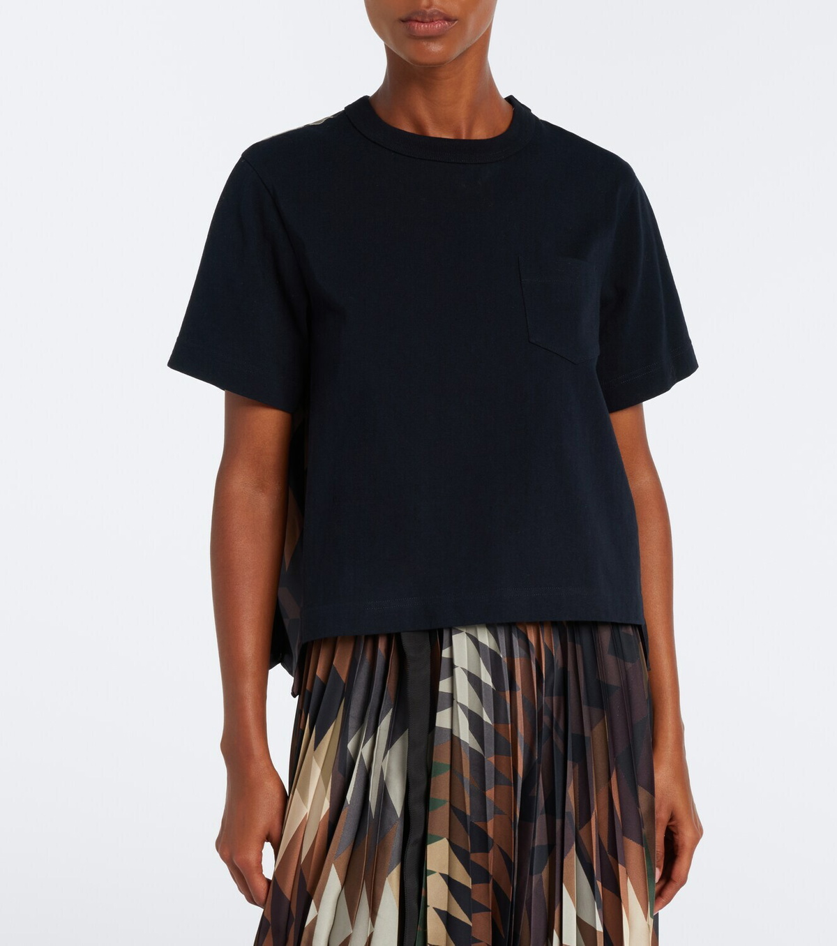 Sacai x A.P.C. pleated cotton T-shirt