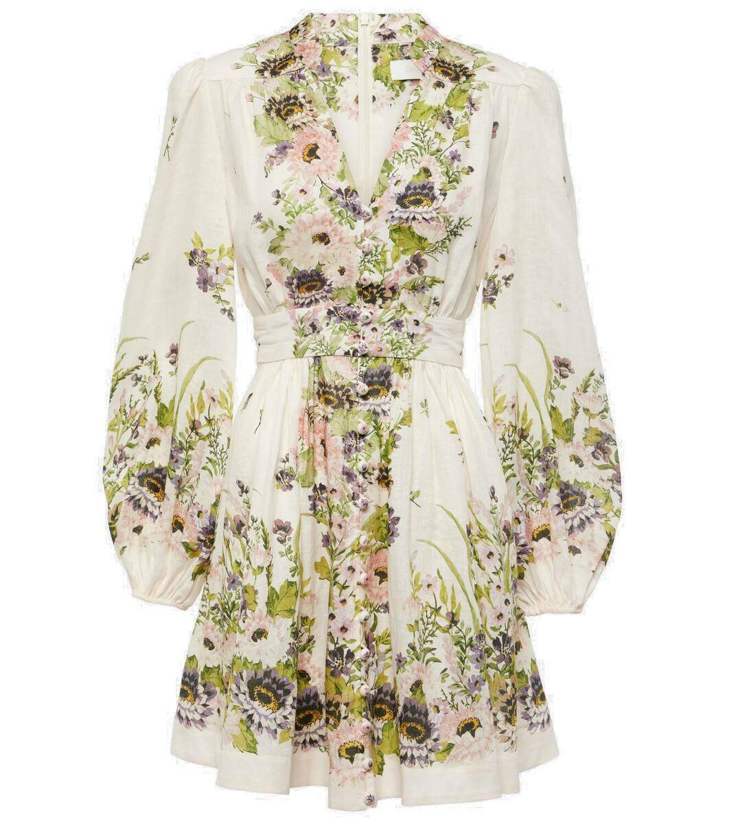 Zimmermann Halliday Plunge floral linen minidress Zimmermann