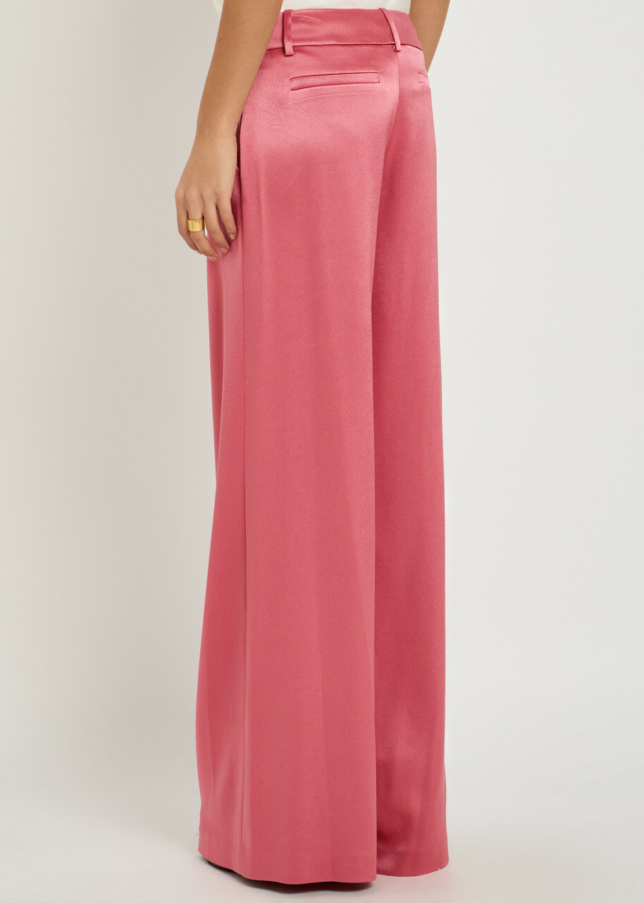 Alice + Olivia Eric Wide-leg Satin Trousers Pink