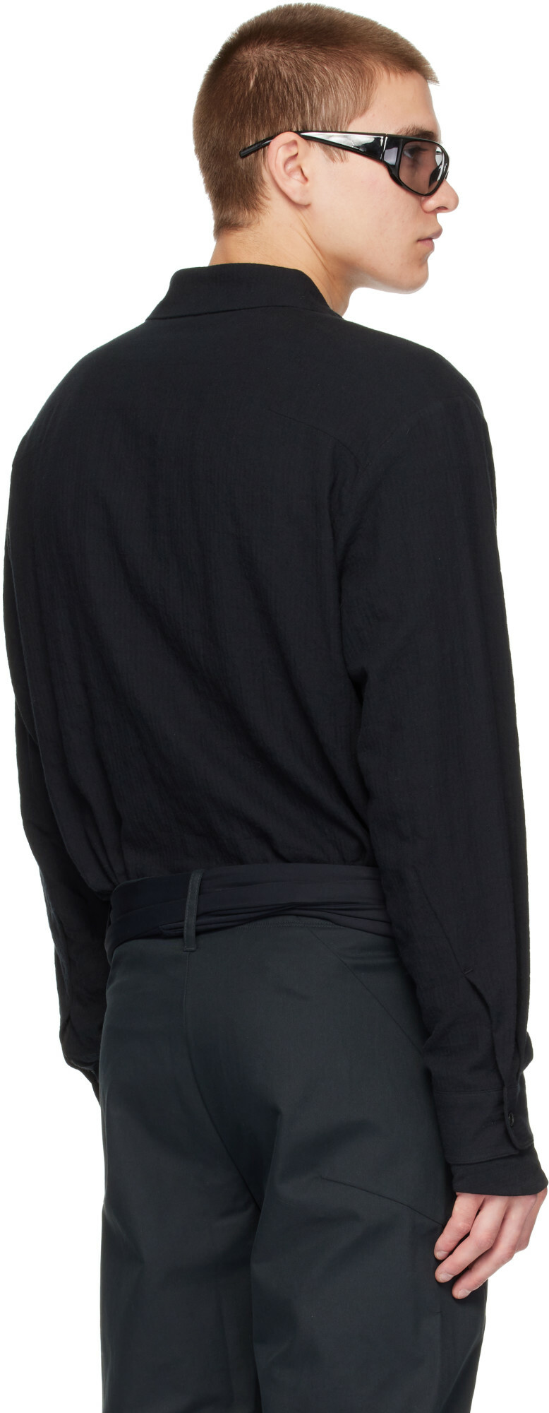 POST ARCHIVE FACTION (PAF) Black Zip Shirt Jacket