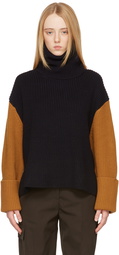 Victoria Beckham Red & Navy Jumbo Cuff Merino Turtleneck