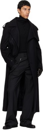 Courrèges Black Oblique Wool Trench Coat