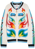 Casablanca Flame Laurel Embroidered Cotton-knit Cardigan Multicoloured 1