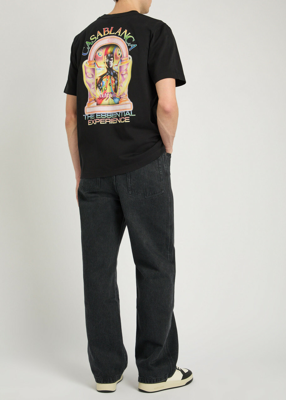 Casablanca Essential Experience Printed Cotton T-shirt Black