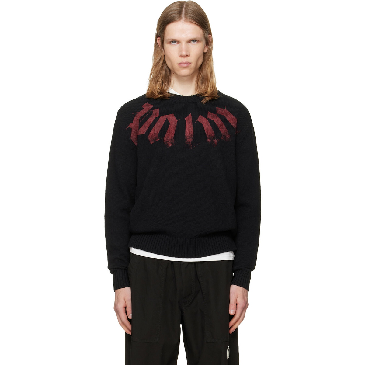Palm Angels Black Big Neck Logo Sweater
