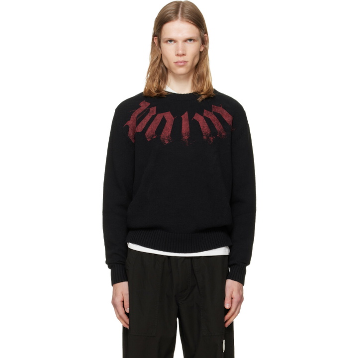 Photo: Palm Angels Black Big Neck Logo Sweater