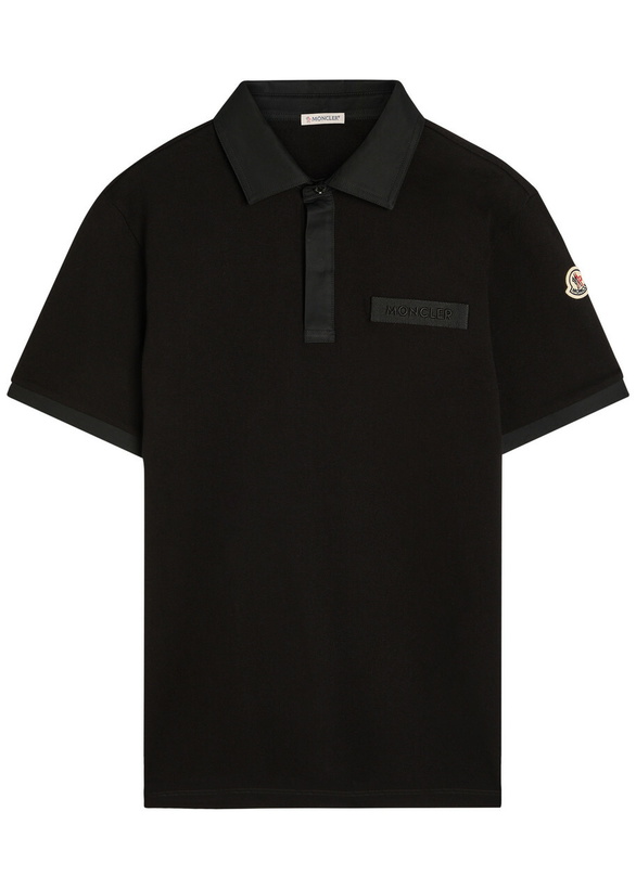 Photo: Moncler Logo-embroidered Piqué Cotton Polo Shirt Black