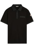 Moncler Logo-embroidered Piqué Cotton Polo Shirt Black