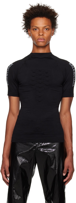 Photo: Balenciaga Black Sporty B Crewneck Athletic T-Shirt