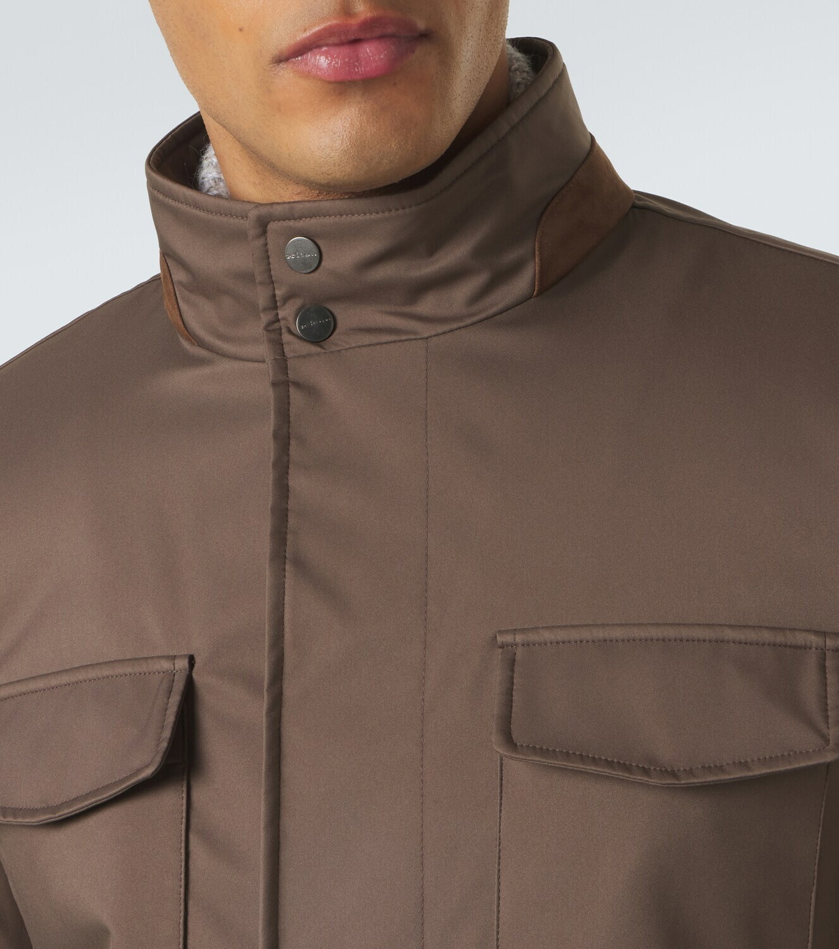 Kiton Suede-trimmed technical jacket