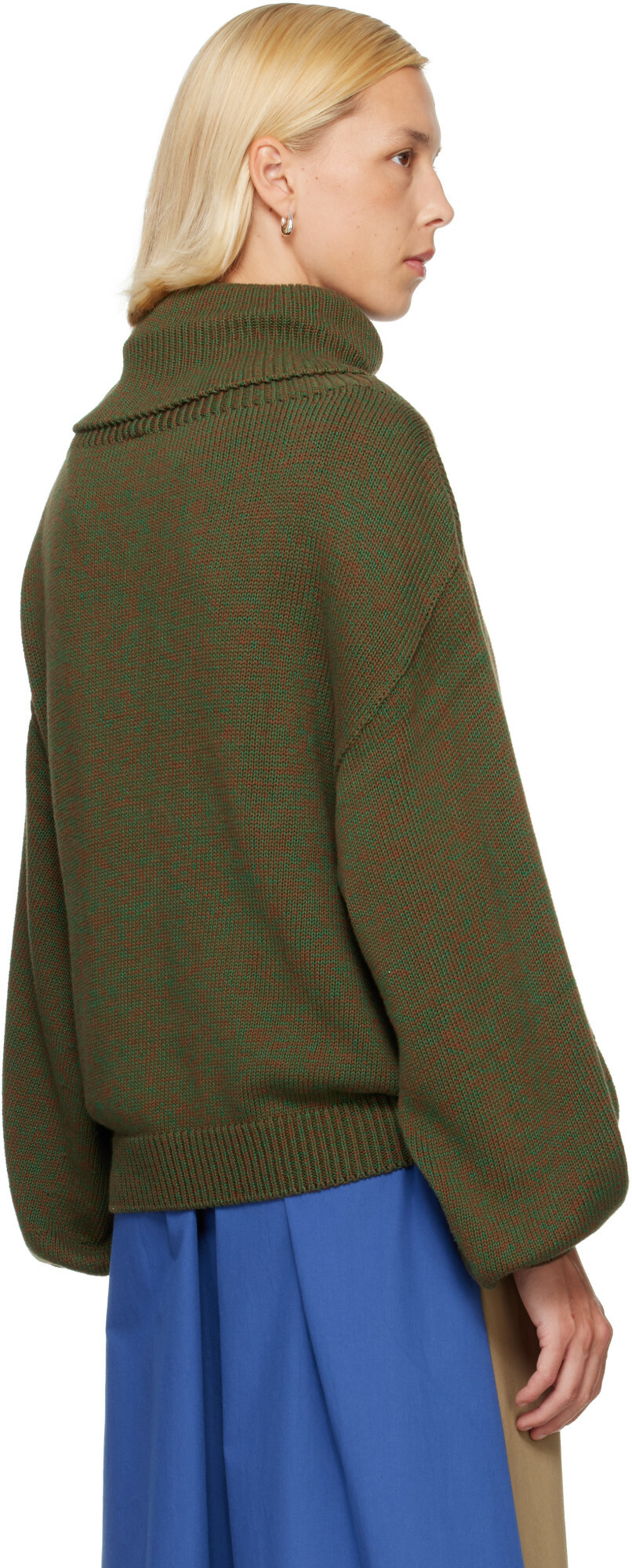 Baserange Green & Brown Calla Turtleneck