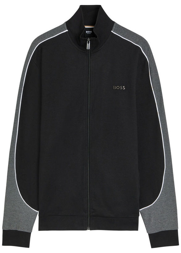 Photo: Boss Logo Panelled Cotton-blend Track Jacket Black