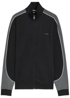Boss Logo Panelled Cotton-blend Track Jacket Black