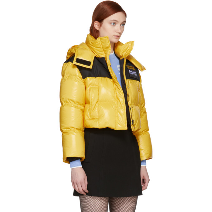 Miu Miu Yellow Down Cropped Jacket