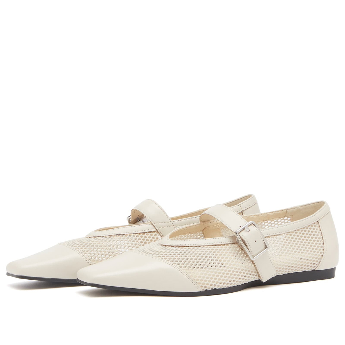 Vagabond Shoemakers Women's Wiolette Buckle Ballet Shoe in Mesh in Off White