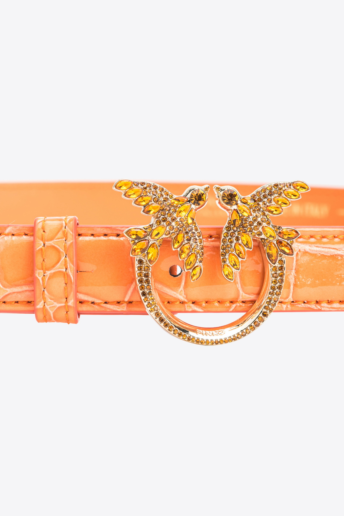 Pinko Pinko Galleria Thin 2cm Shiny Coloured Croc Print Belt  display picture 1
