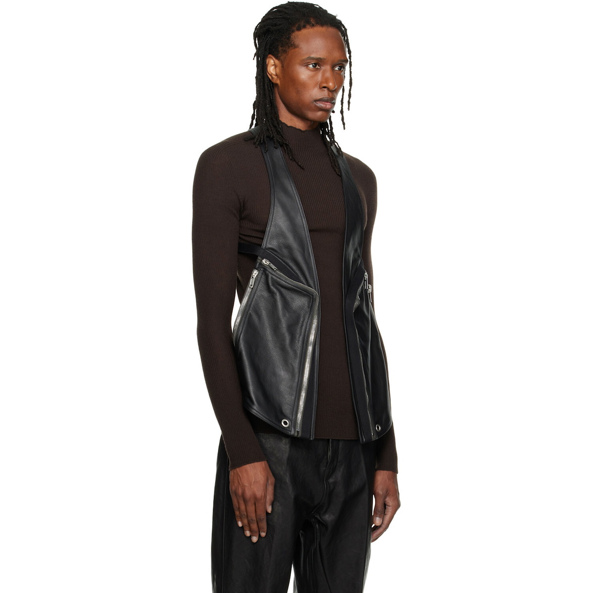 Rick Owens Black Tower Temple Leather Vest