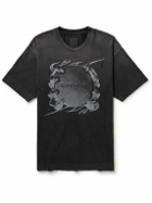 Givenchy - Ring Oversized Distressed Logo-Print Cotton-Jersey T-Shirt - Black