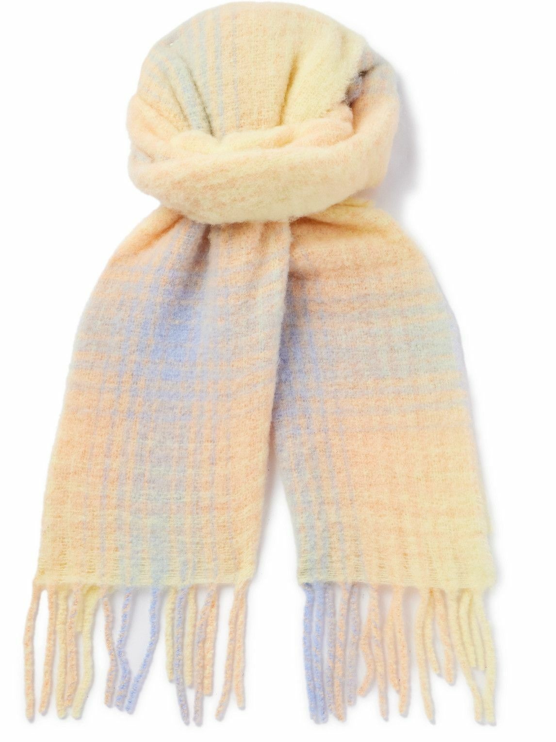 Photo: Séfr - Big Fringed Checked Brushed Wool-Blend Scarf
