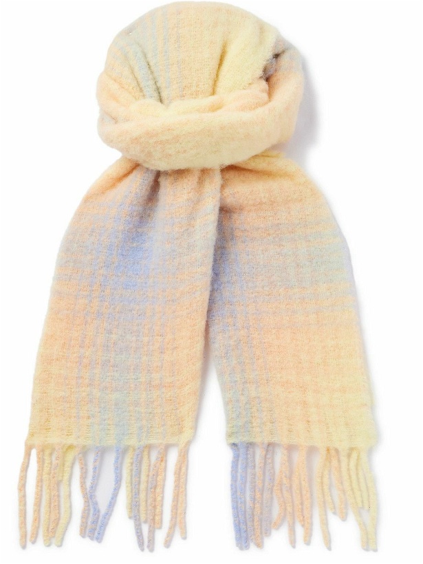Photo: Séfr - Big Fringed Checked Brushed Wool-Blend Scarf