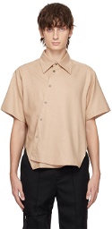 The World Is Your Oyster Beige Offset Shirt