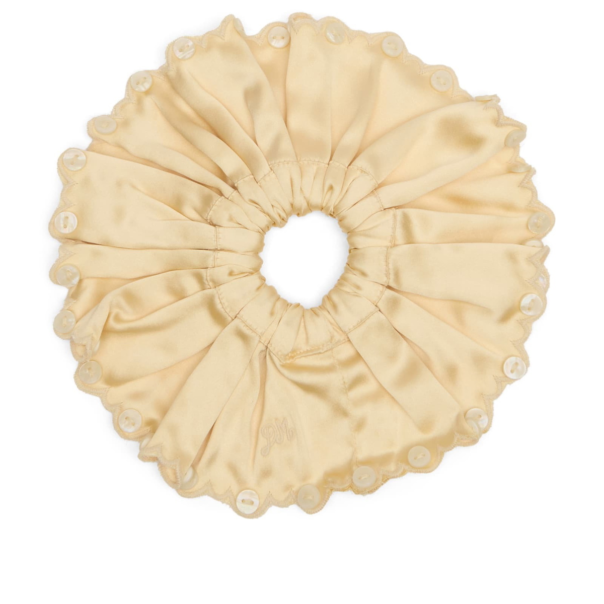 Damson Madder Women's Button Detail Satin Scrunchie in Yellow 