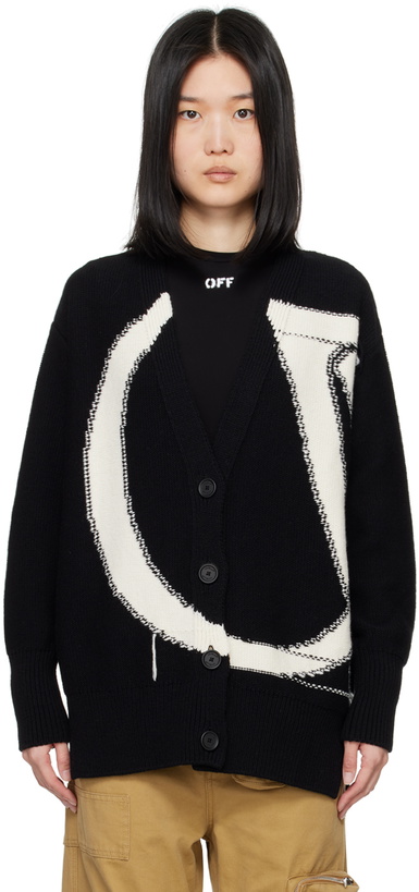 Photo: Off-White Black Maxi Logo Cardigan