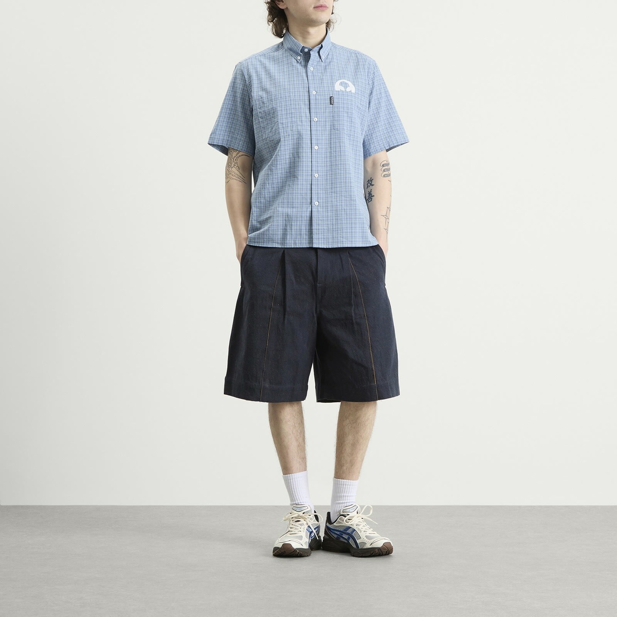 No Problemo Men's Alien-O Print Check Shirt in Blue