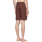 Solid and Striped Burgundy Piped Board Shorts