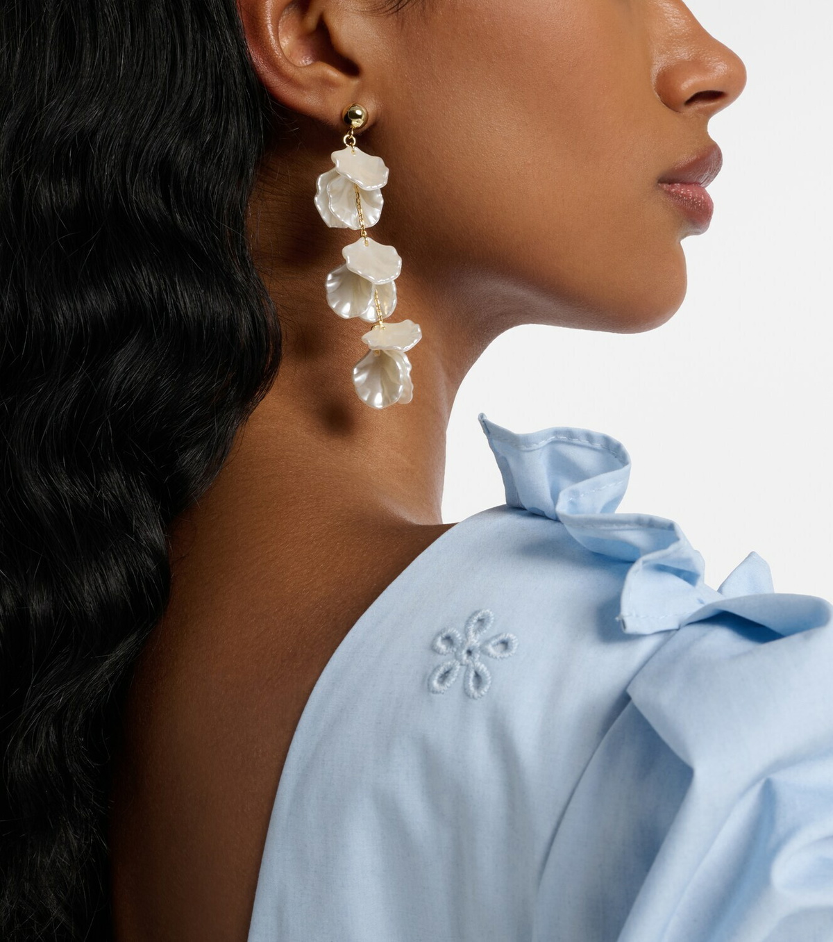 Self-Portrait Tiered faux pearl-embellished earrings