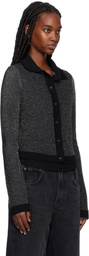 Re/Done Black & Silver Lurex Polo Cardigan
