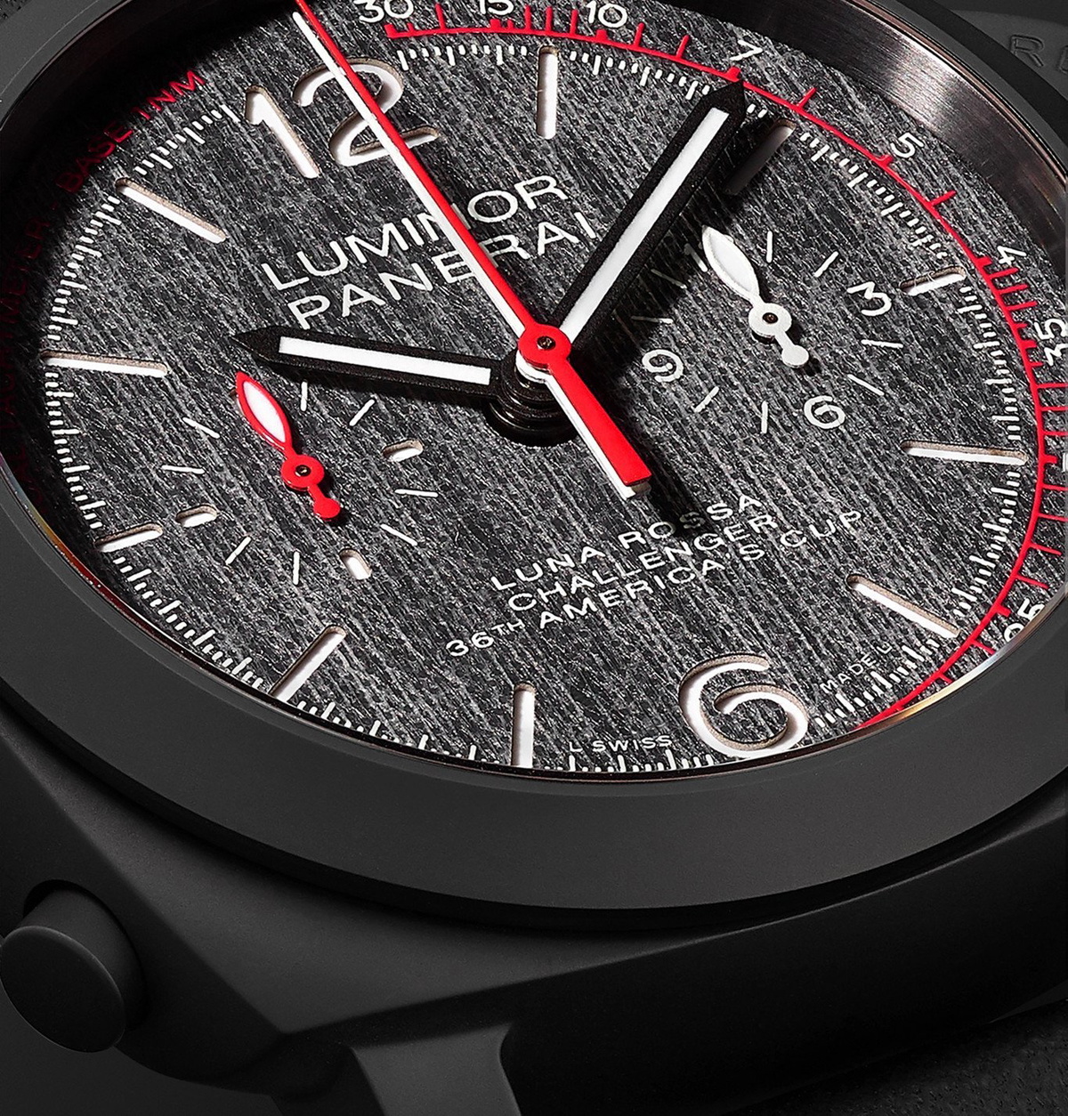 Panerai - Luminor Luna Rossa Challenger Automatic Flyback Chronograph 44mm Ceramic and Leather Watch - Black