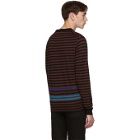 PS by Paul Smith Black and Burgundy Merino Stripe Sweater