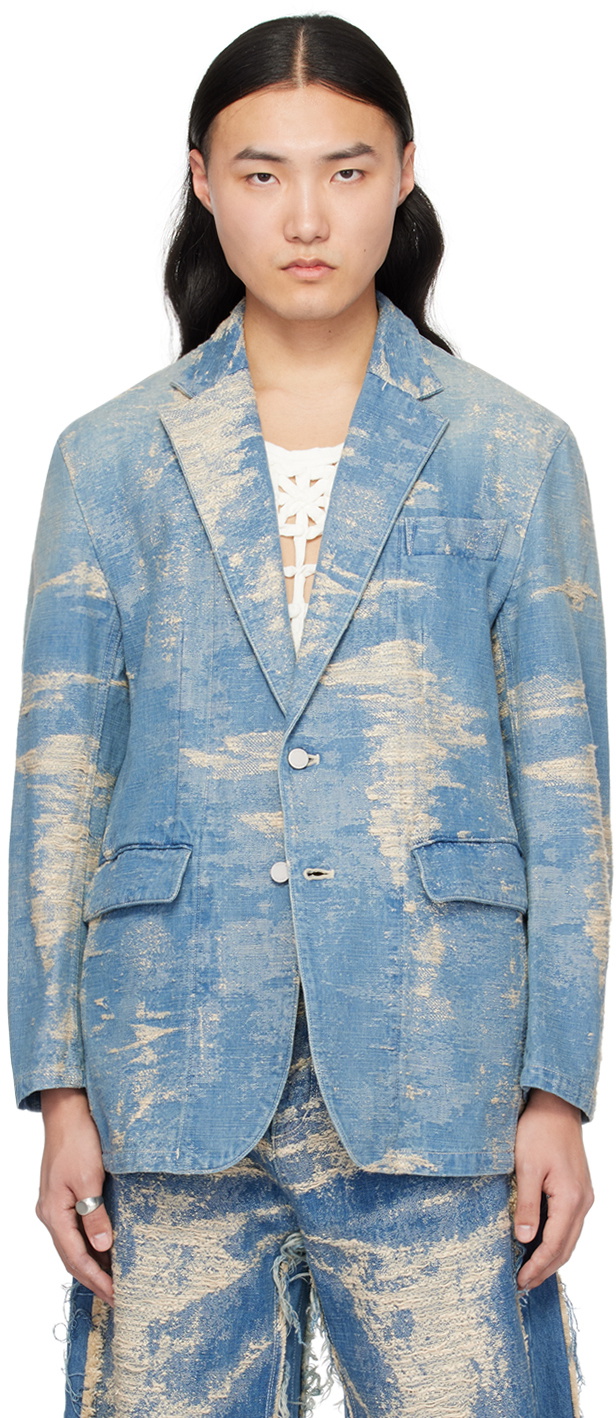 TAAKK Blue Jacquard Denim Blazer