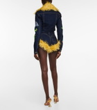 Area - Mohair-trimmed cropped denim jacket