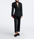 Mach & Mach Carolyn feather-trimmed satin mules