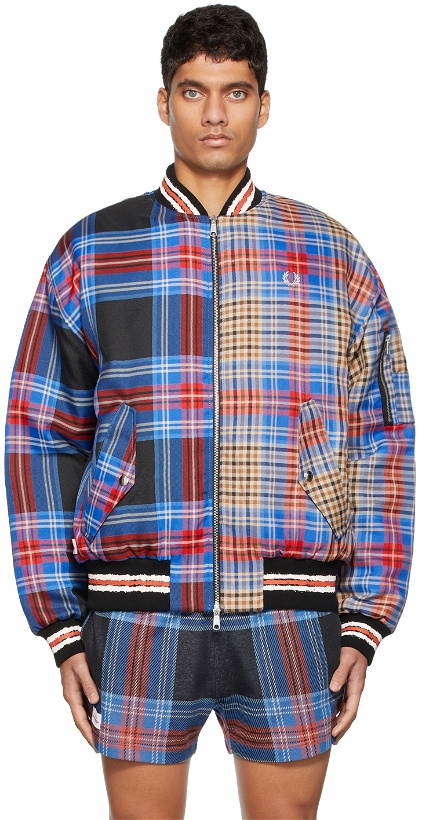 Photo: Charles Jeffrey Loverboy Black & Red Fred Perry Edition Tartan Bomber Jacket