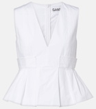 Ganni Peplum cotton-blend poplin top