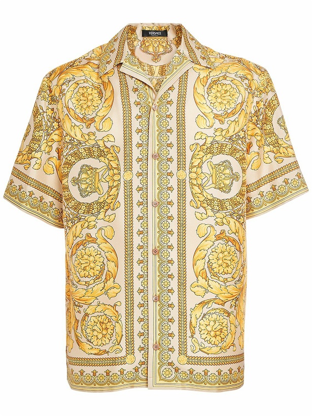 Photo: VERSACE - Barocco Printed Silk Short Sleeve Shirt