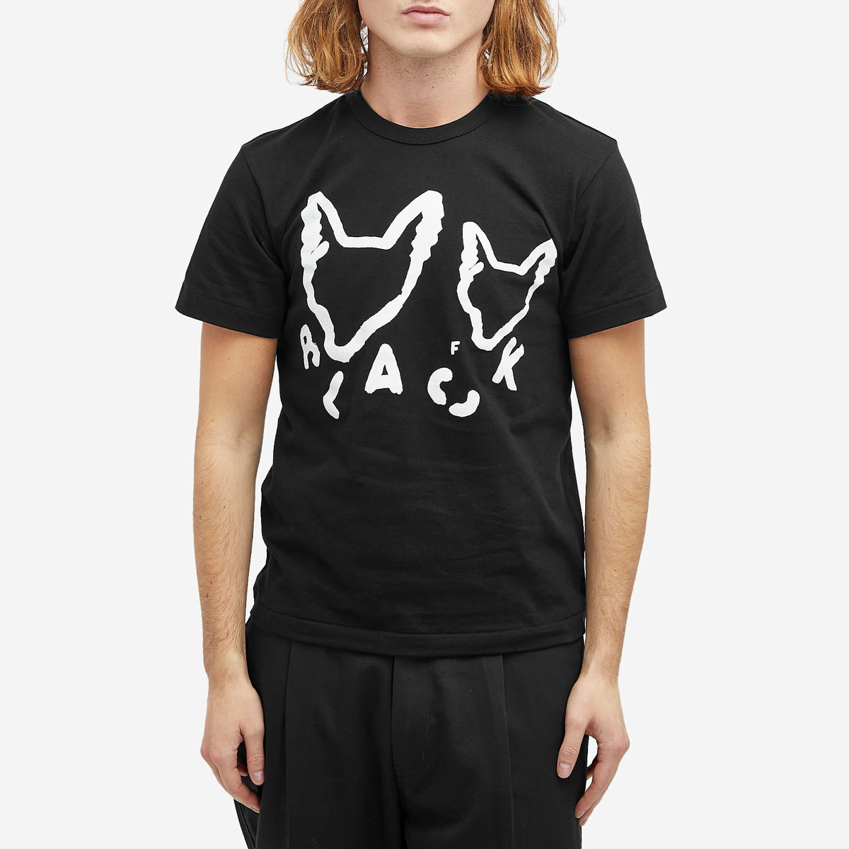 Comme des Garçons Men's x Filip Pagwski Fox Print T-Shirt in Black