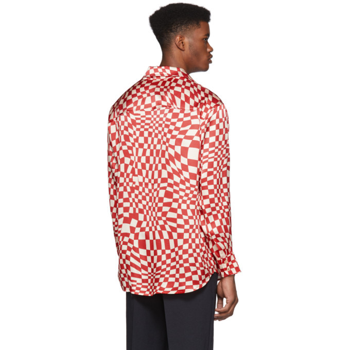 The Elder Statesman Red Silk Kaleidoscope Shirt