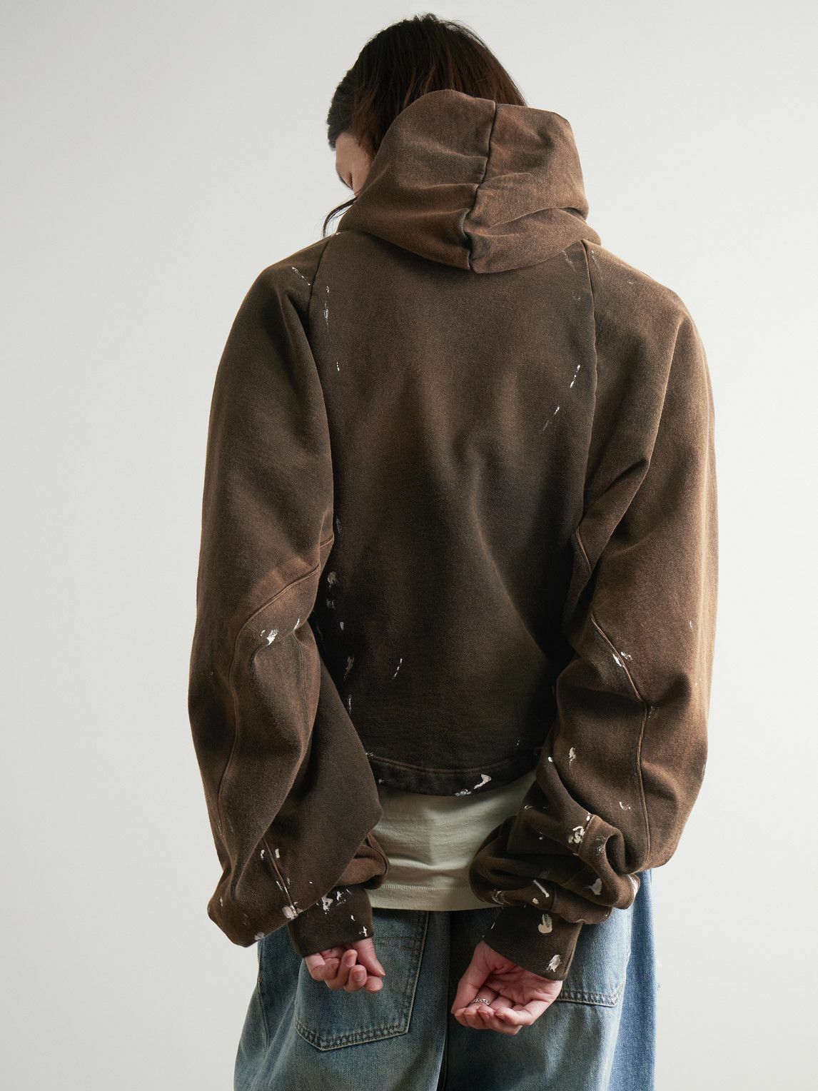 RRR123 - Cropped Logo-Appliquéd Paint-Splattered Cotton